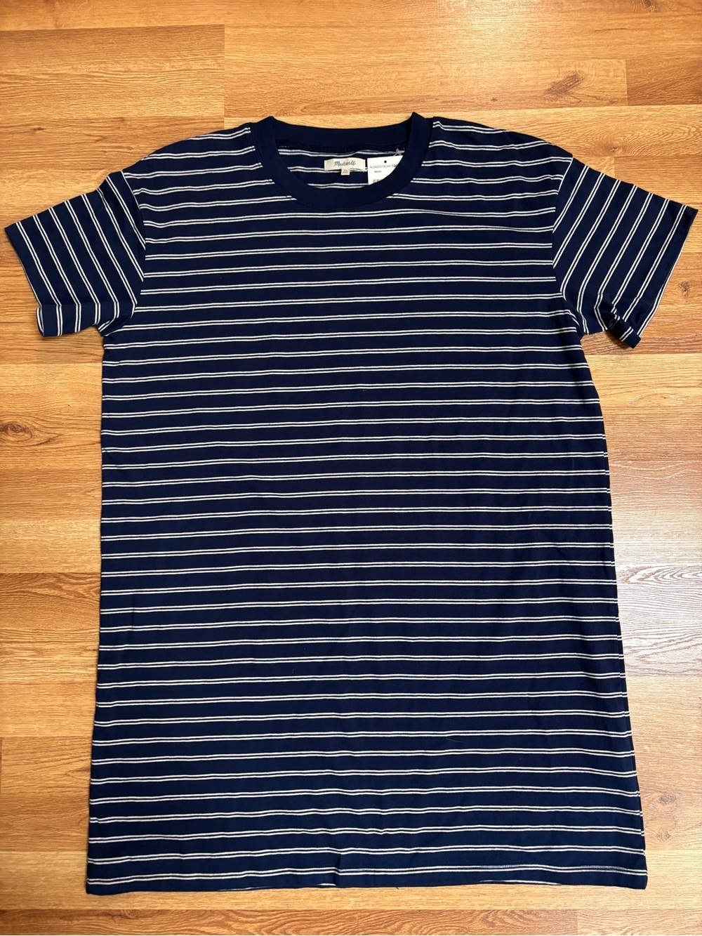 Madewell 'Tina' Striped Cotton Tee Shirt Dress Navy Blue/Ivory size XL